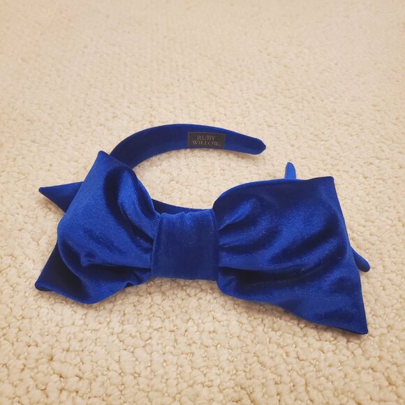 Royal Blue Velvet Oversized Bow Headband